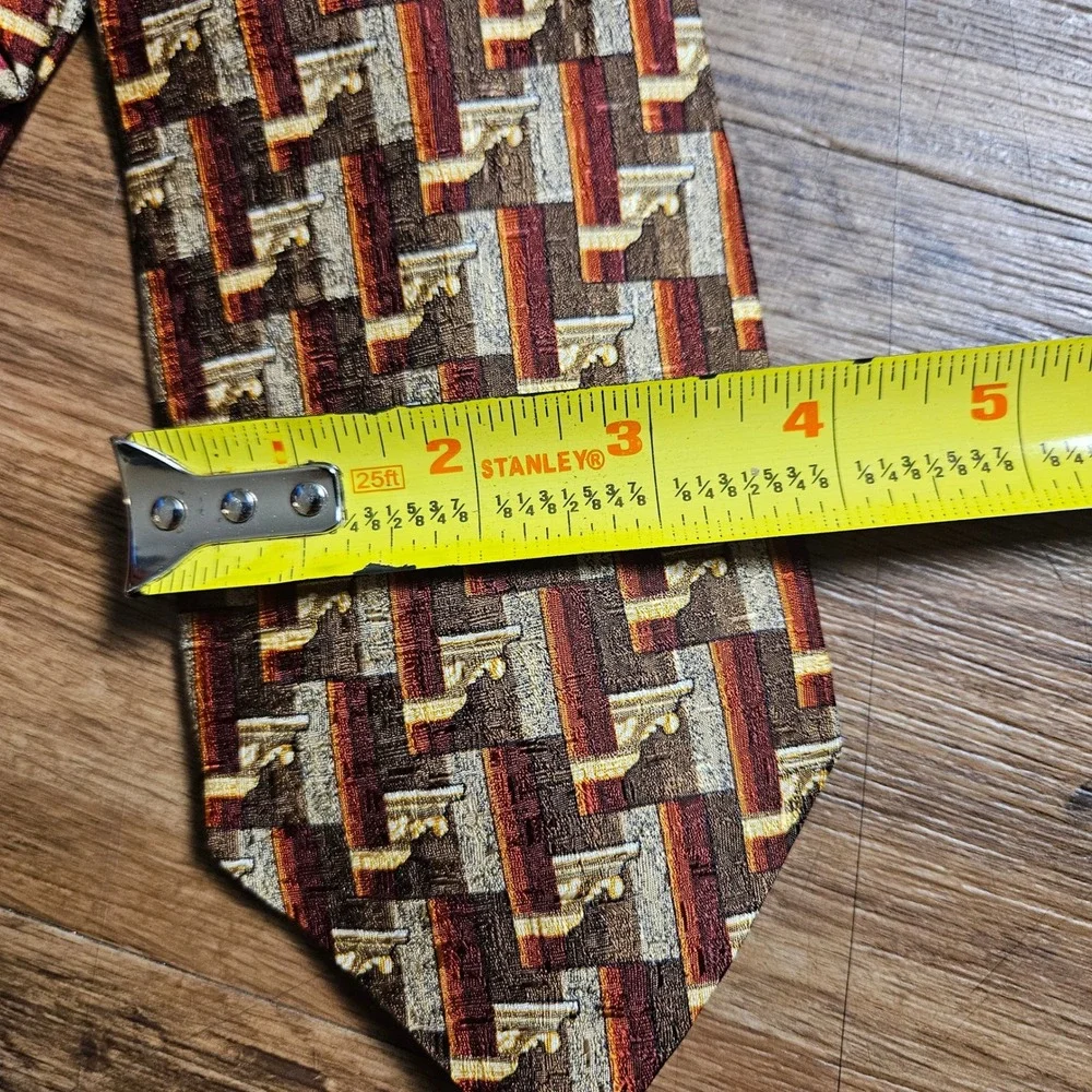 Ermenegildo‎ Zegna Mens Silk Jacquard Geometric Tie Necktie Retro Old Money Prep